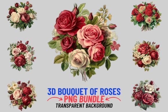 3D Bouquet of Roses 12 PNG Clipart: A Floral Design Essential