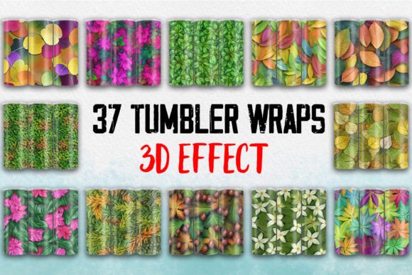 3D Colorful Spring Leaves Tumbler Wrap