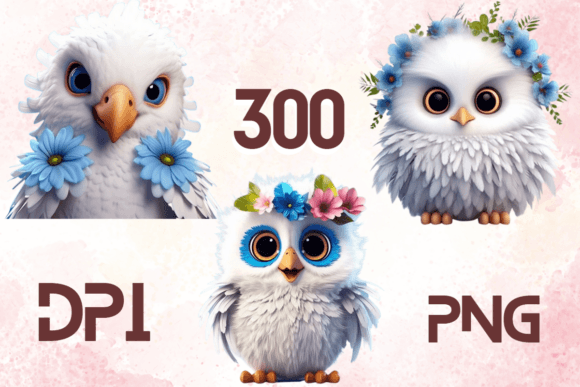 3D Cute Birds Sublimation Clipart: Whimsical Design Elements