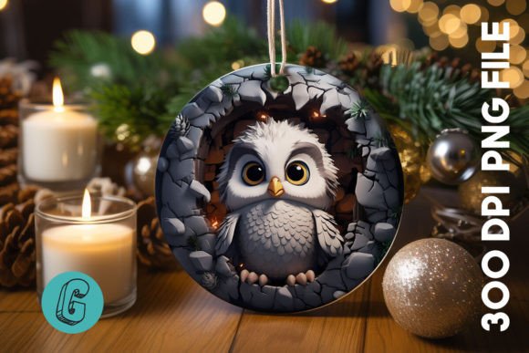 3D Cute Owl Break Through Ornament (01) Design