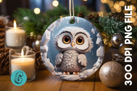 3D Cute Owl Break Through Ornament: A Delightful Design Asset