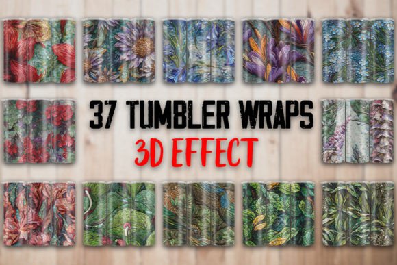 3D Effect Flowers Tumbler Wraps: Design Assets for Creators