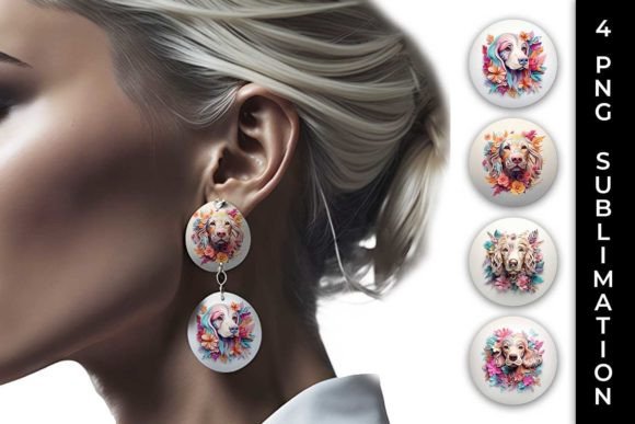 3D Floral Cocker Spaniel Earrings: A Whimsical Design Bundle