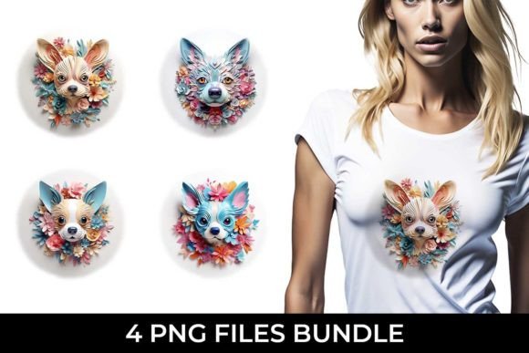 3D Floral Fantasy Chihuahua Sublimation