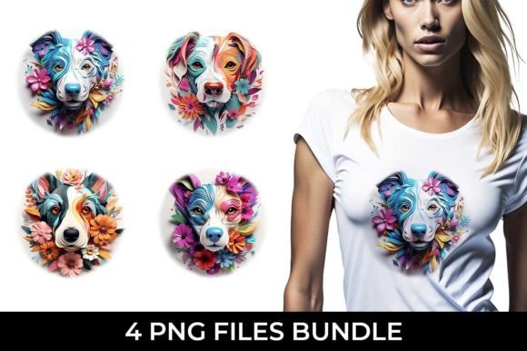 3D Floral Fantasy Jack Russell PNG: Whimsical Design Asset