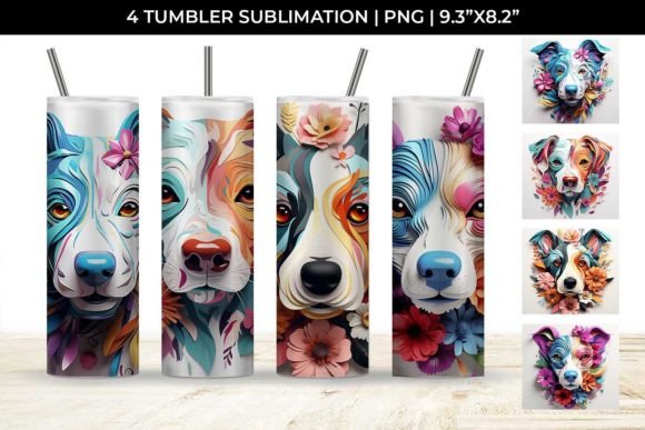 3D Floral Fantasy Jack Russell Tumbler Design