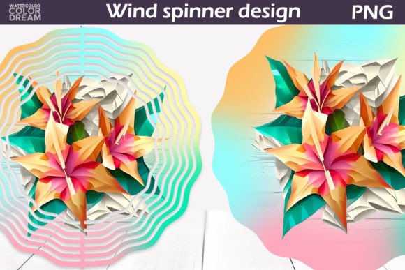 3D Lilies Wind Spinner: A Premium Floral Design Asset