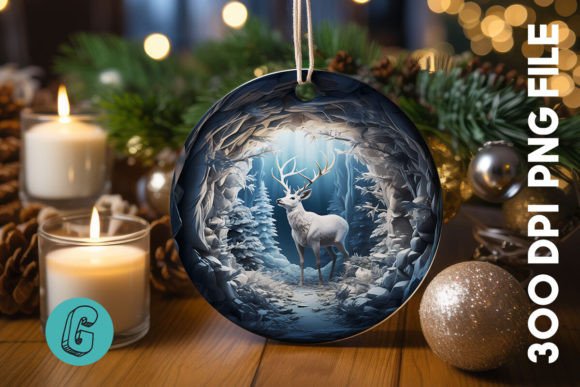 3D Reindeer Break Through Ornament (39)