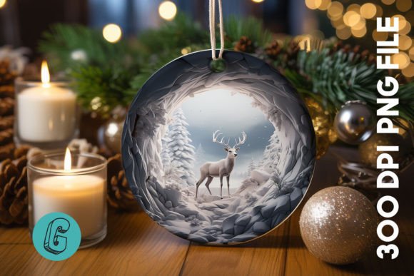 3D Reindeer Break Through Ornament: A Festive Design Asset