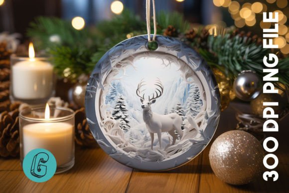 3D Reindeer Break Through Ornament: A Festive Design Asset