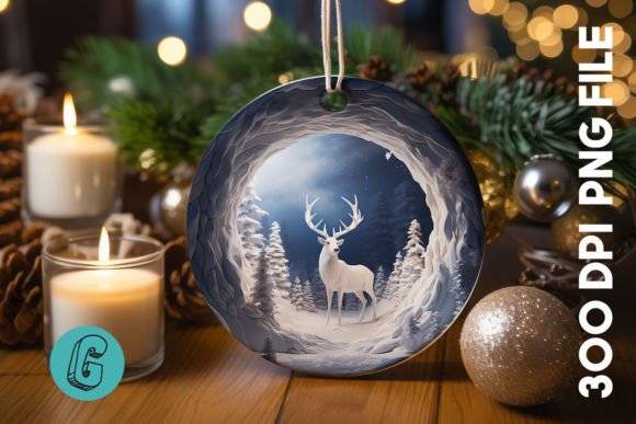 3D Reindeer Break Through Ornament: Festive Digital Download