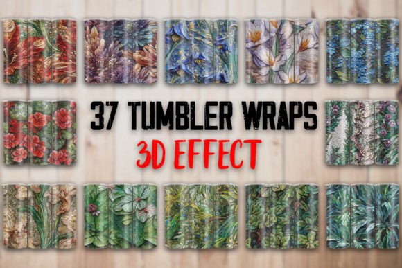 3D Vintage Flowers Tumbler Wrap Design
