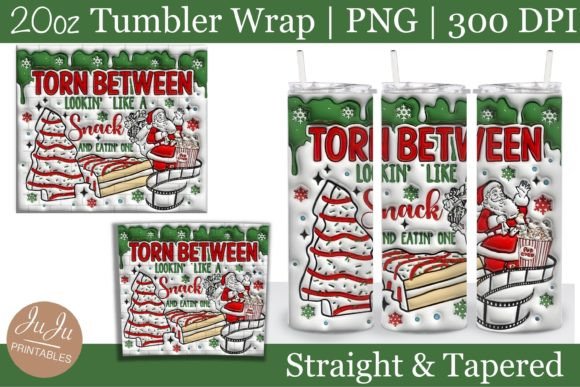 Christmas Cake Inflated 3D Tumbler Wrap: Festive Design Delight