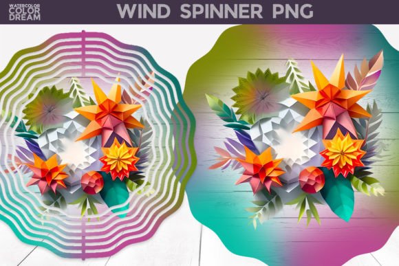 Flowers 3D Wind Spinner: A Vibrant Design Asset