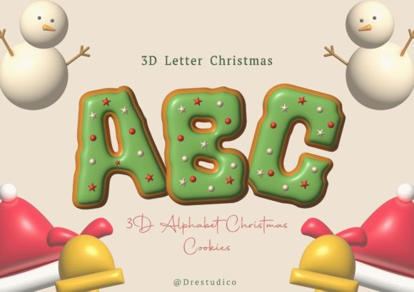 Green Gingerbread Christmas 3D Letter: Festive Design Asset