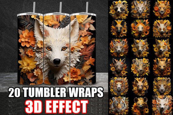 Stunning 3D Autumn Wild Animals Tumbler Wrap Designs