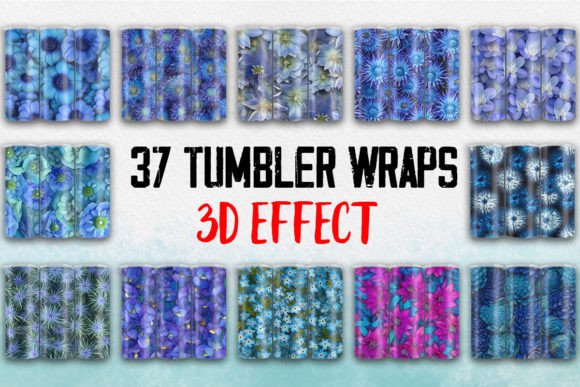 Stunning 3D Blue Tumbler Wrap Design for Your Projects
